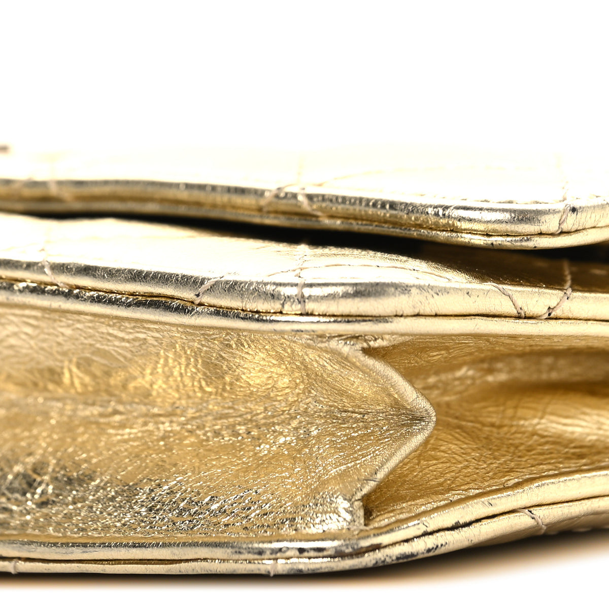 Chanel Metallic Aged Calfskin Quilted Reissue Wallet On Chain WOC Gold 10 of 12