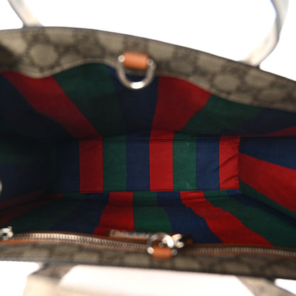 Gucci X DANS LE VERT GG Supreme Monogram Cuoio Web Large Retro Interlocking Tote Beige Rosso Ebony Harness Brown 5 of 11
