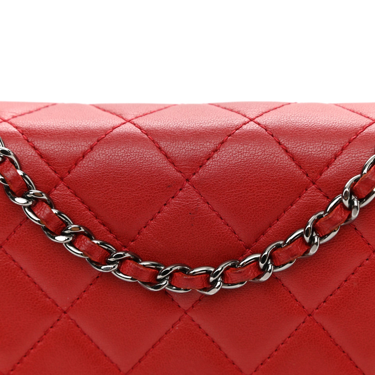 Chanel Lambskin Quilted Boy Wallet On Chain WOC Red 15 of 16