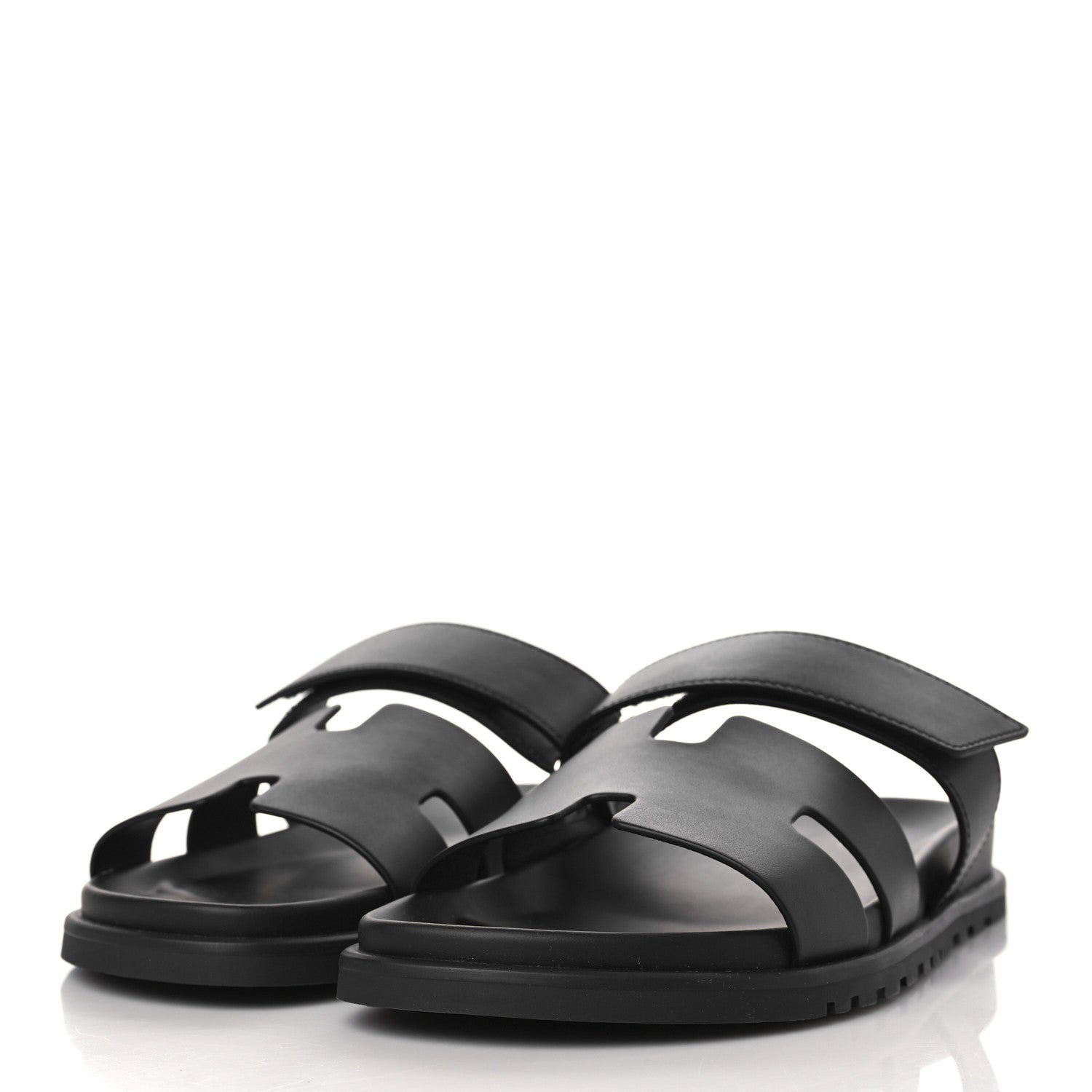Hermes Calfskin Mens Chypre Sandals 42.5 Black 2 of 8