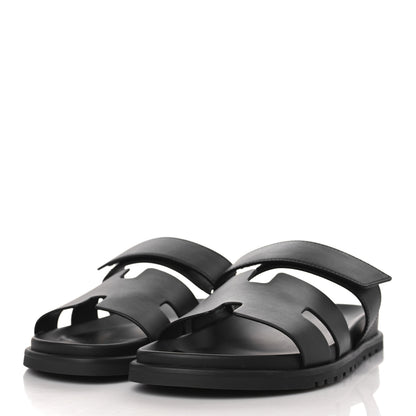 Hermes Calfskin Mens Chypre Sandals 42.5 Black 2 of 8