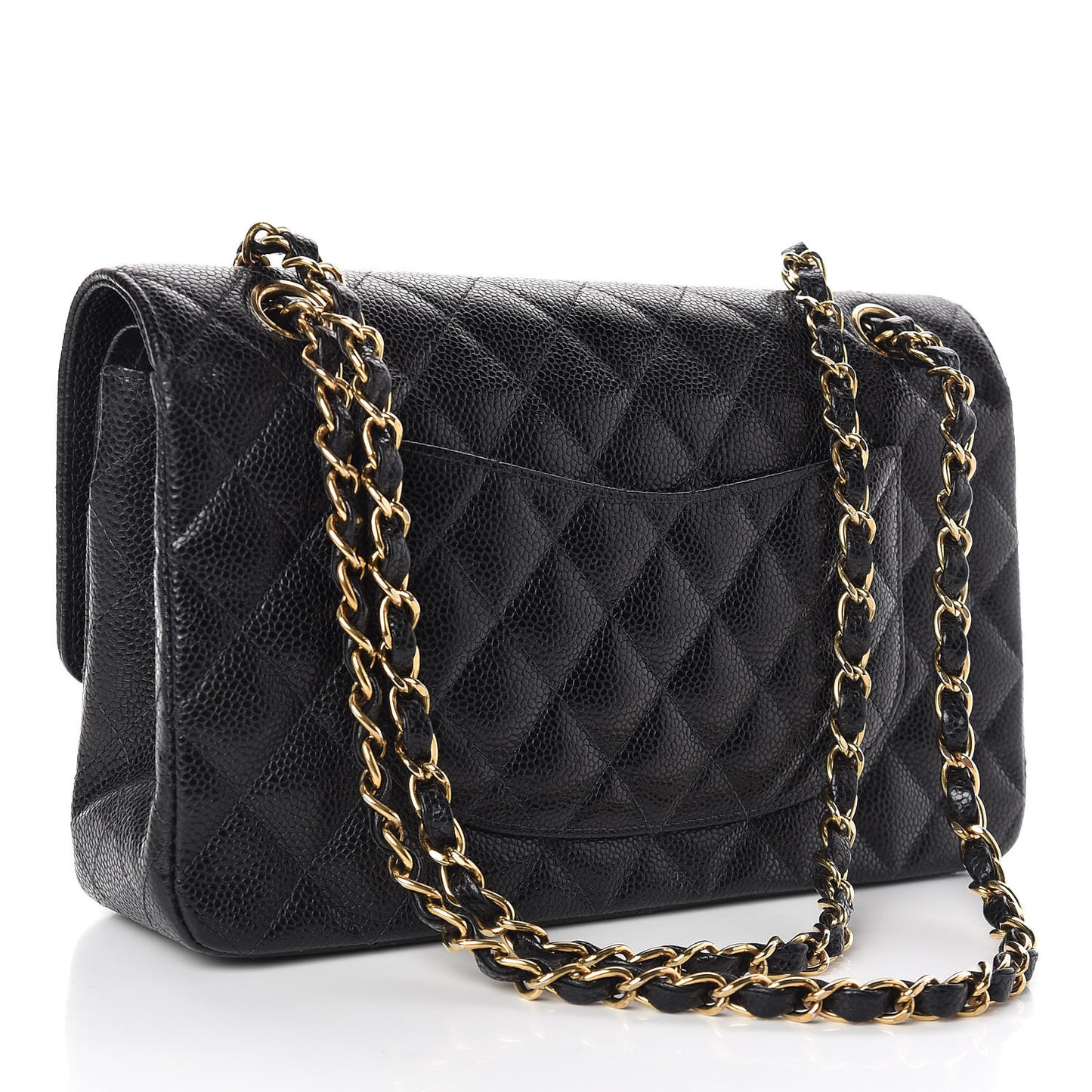 Caviar Quilted Medium Double Flap Black