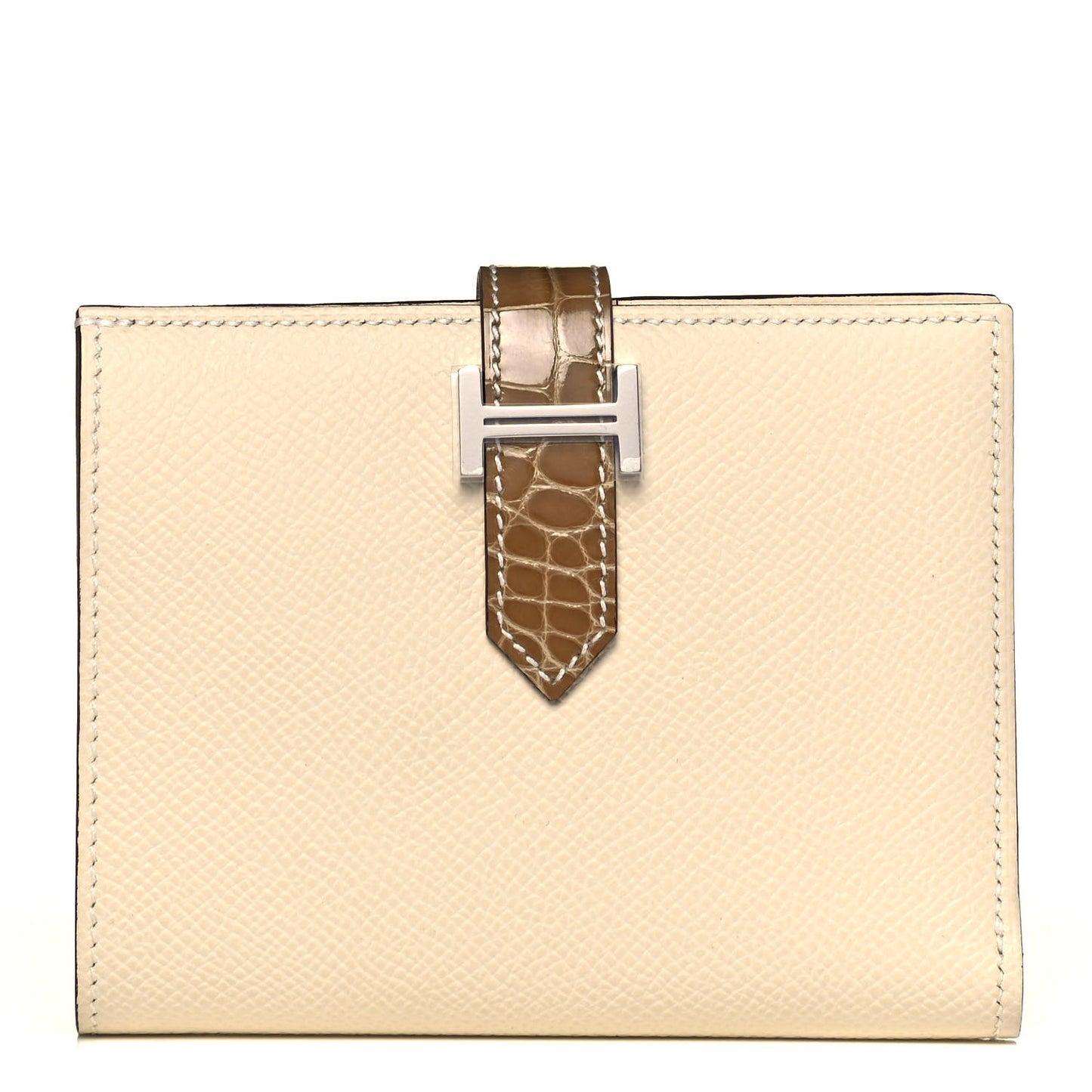 Epsom Shiny Alligator Bearn Touch Compact Wallet Nata Sable