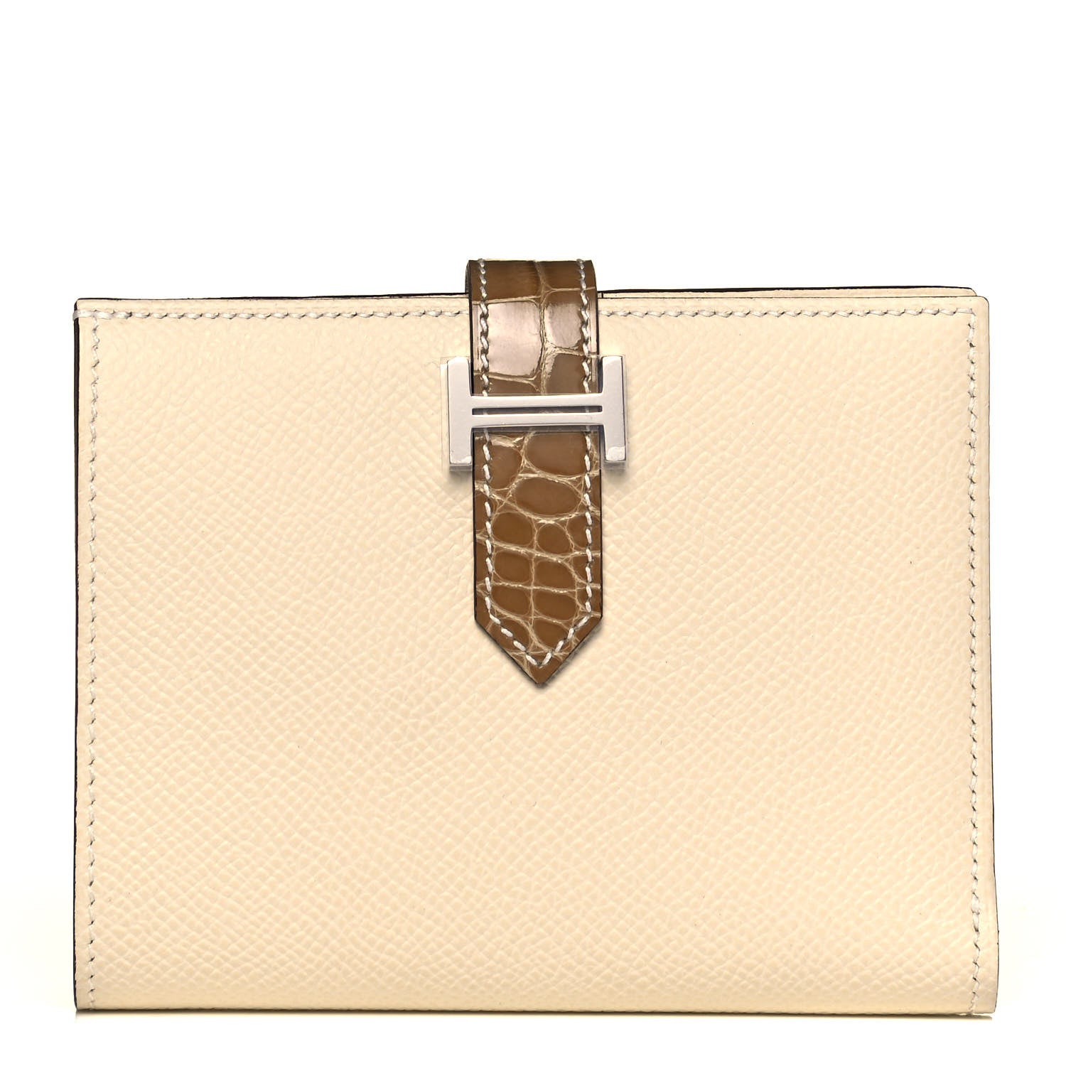 Hermes Epsom Shiny Alligator Bearn Touch Compact Wallet Nata Sable 1 of 7