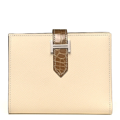 Hermes Epsom Shiny Alligator Bearn Touch Compact Wallet Nata Sable 1 of 7