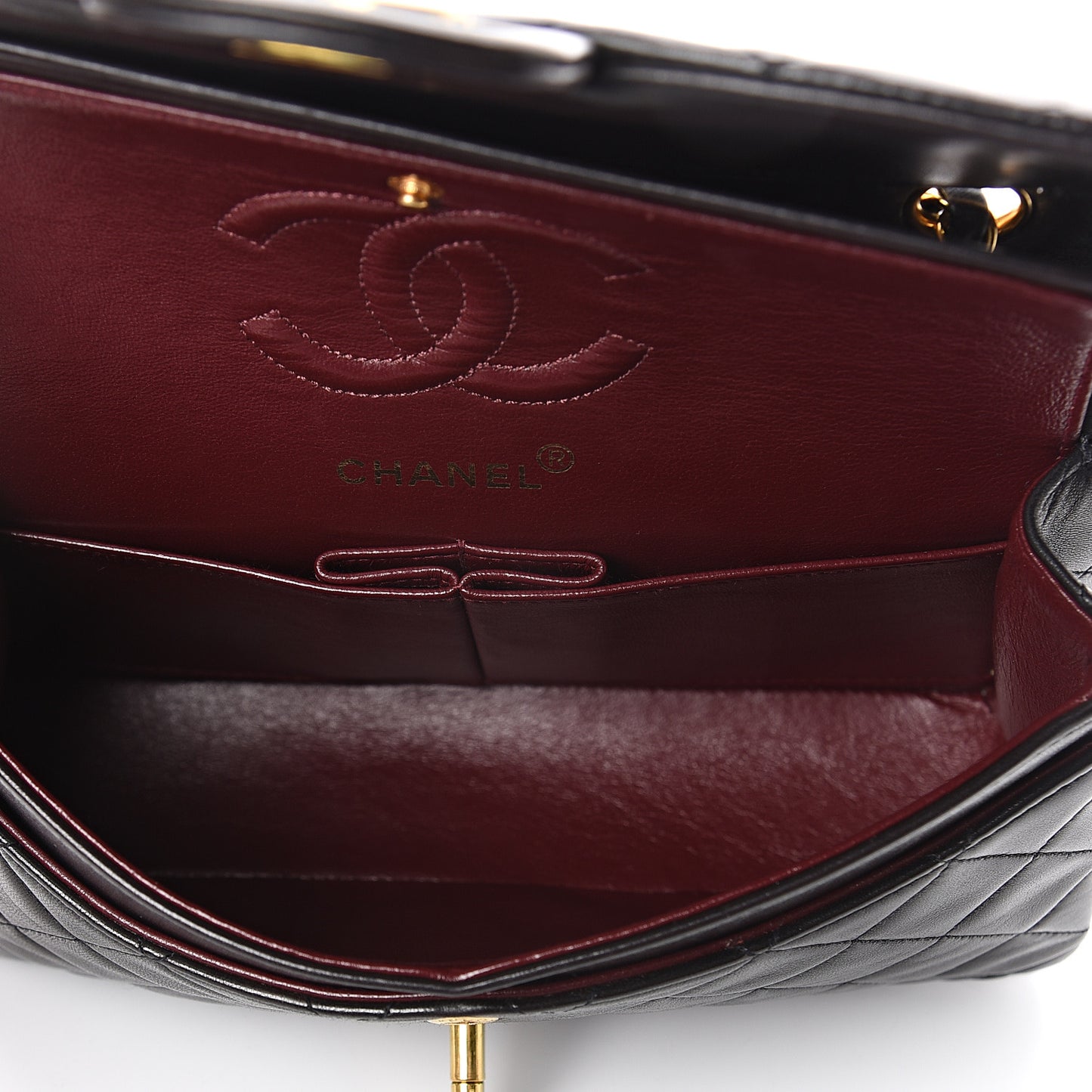 Lambskin Quilted Small Double Flap Black