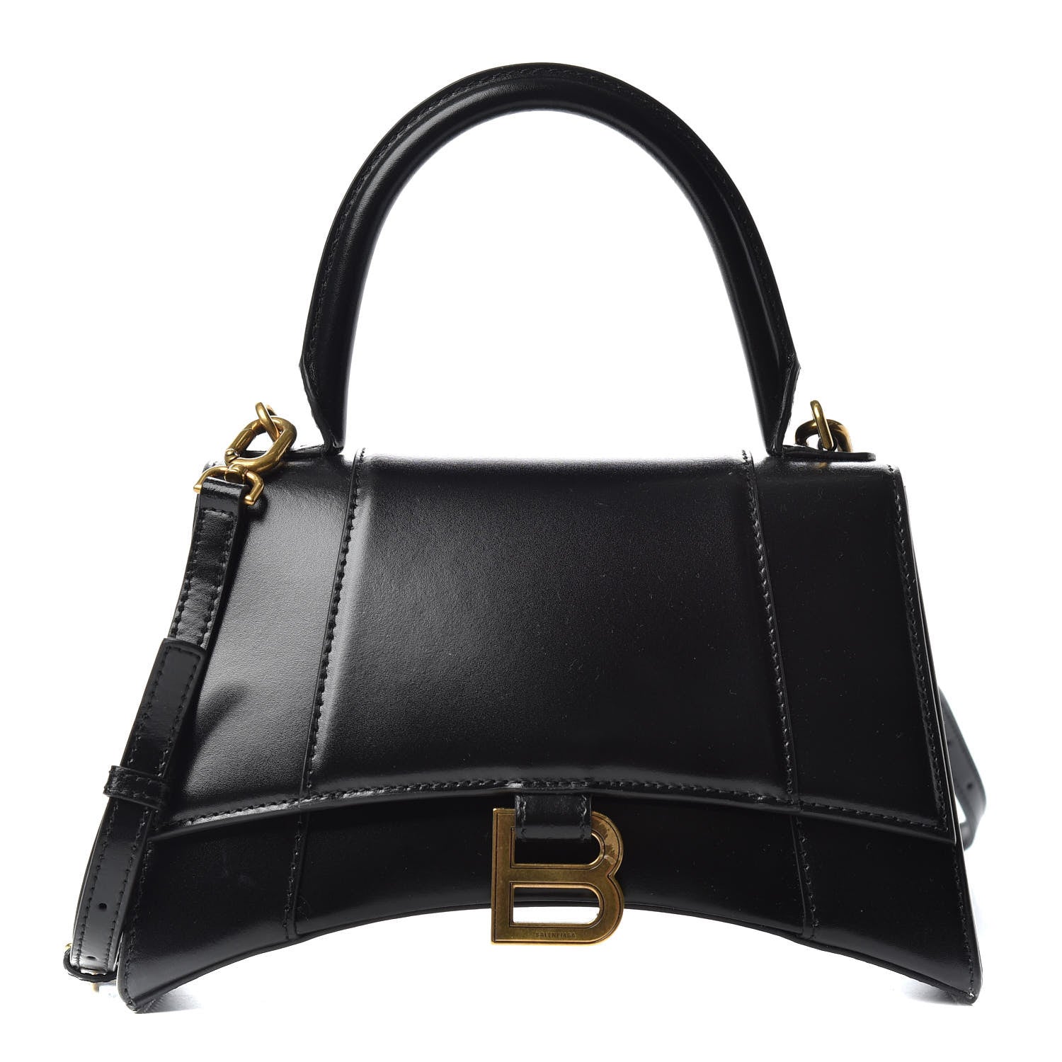 Balenciaga Shiny Box Calfskin Small Hourglass Top Handle Bag Black 1 of 9