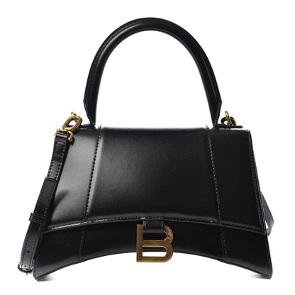 Balenciaga Shiny Box Calfskin Small Hourglass Top Handle Bag Black 1 of 9