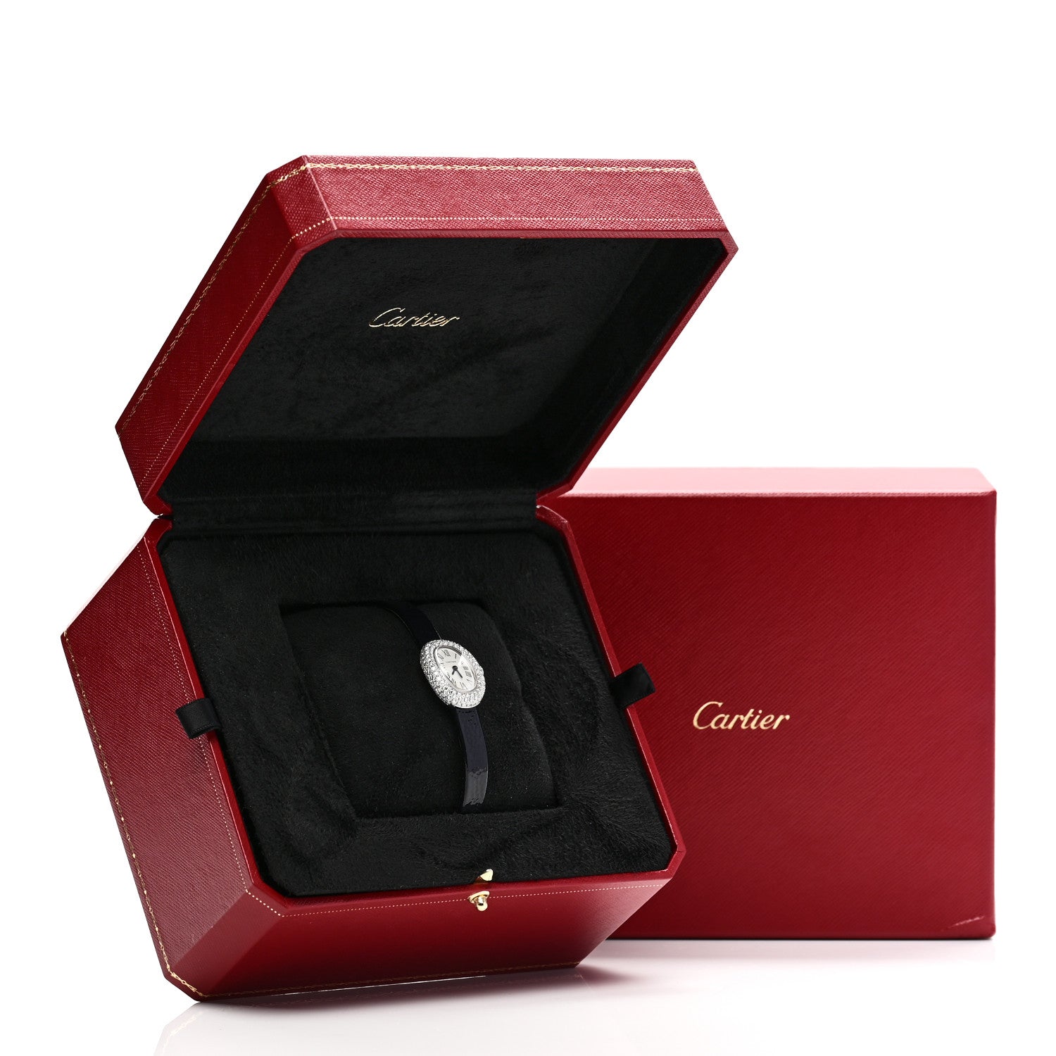 Cartier 18K White Gold Calfskin Diamond Bezel 19mm Baignoire Quartz Watch 5 of 5