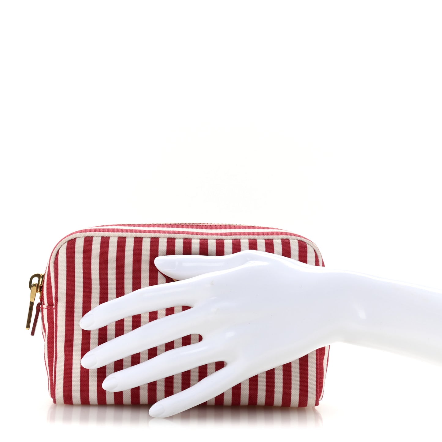 Canvas Stripe Pouch Rosso White