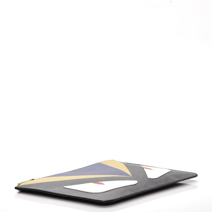 Fendi Vitello Elite Monster Eyes Pouch Black Neon Blue 4 of 8