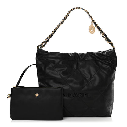Chanel Shiny Caviar Quilted Monochrome Small Chanel 22 Black 3 of 11