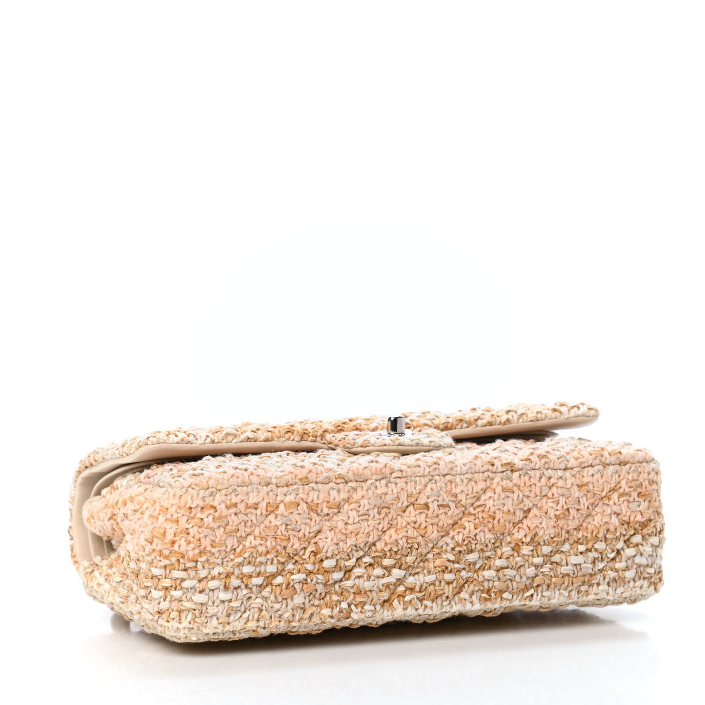 Tweed Quilted Medium Double Flap Beige Multicolor
