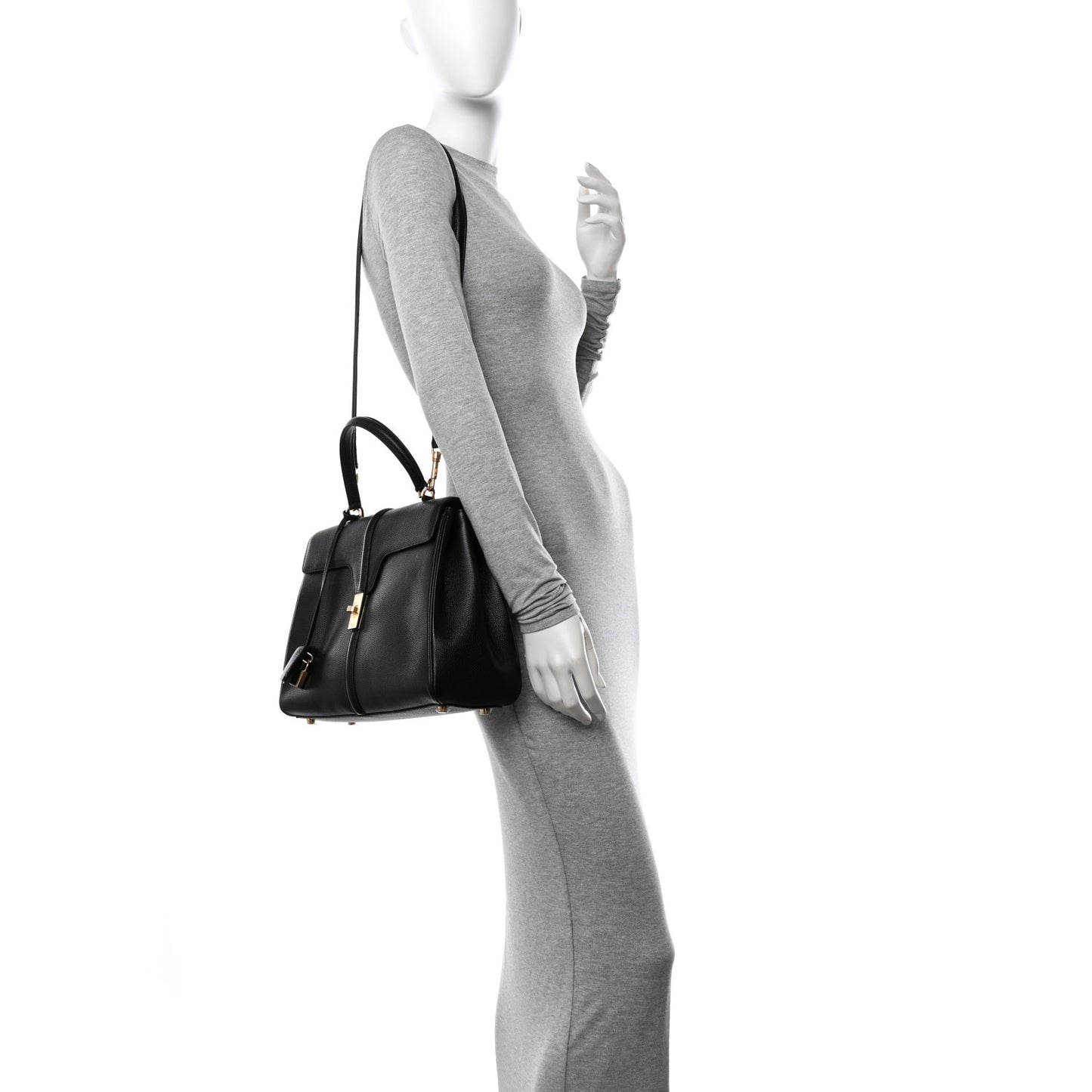 Grained Calfskin Classique 16 Top Handle Bag Black