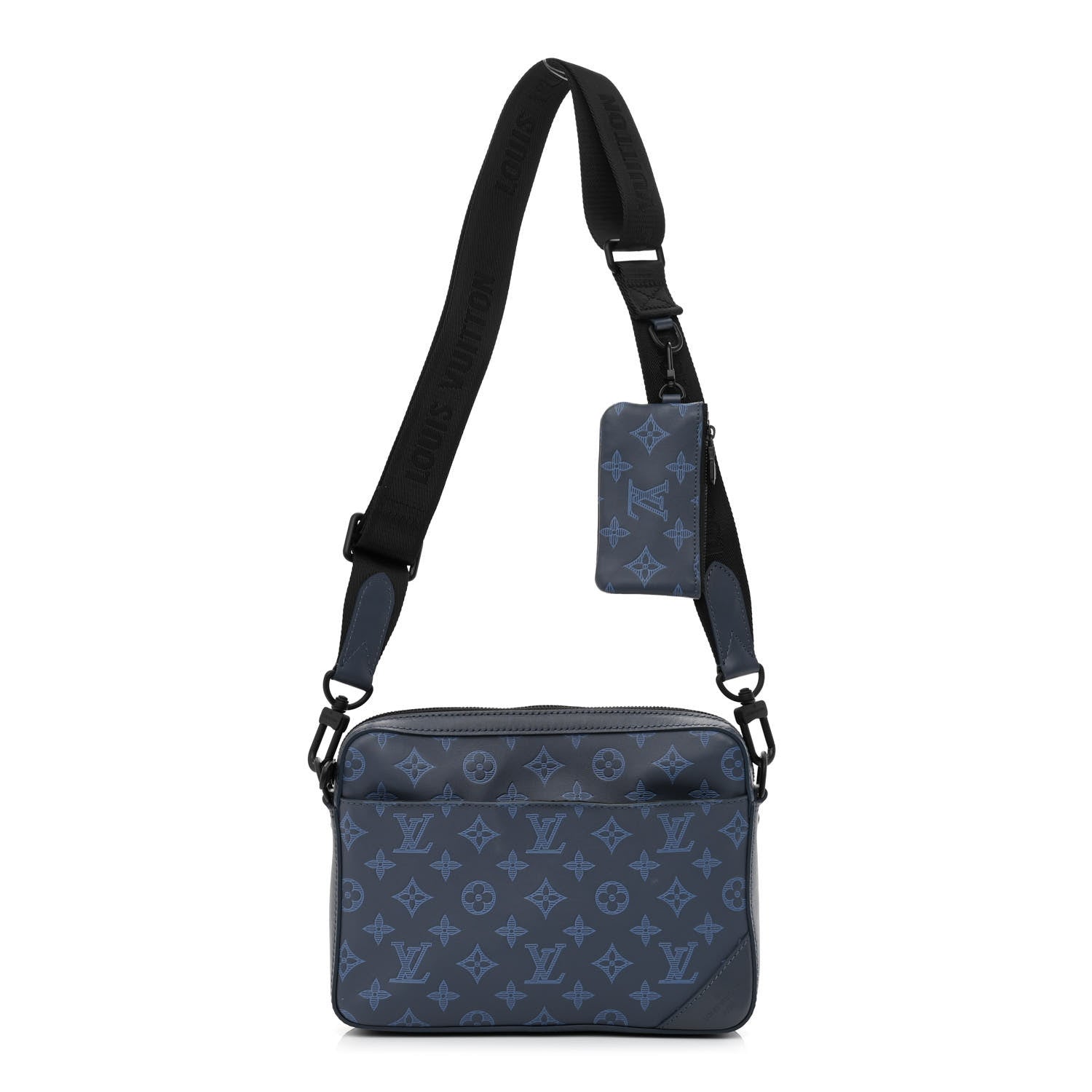 Louis Vuitton Calfskin Monogram Shadow Duo Messenger Navy Blue 1 of 11