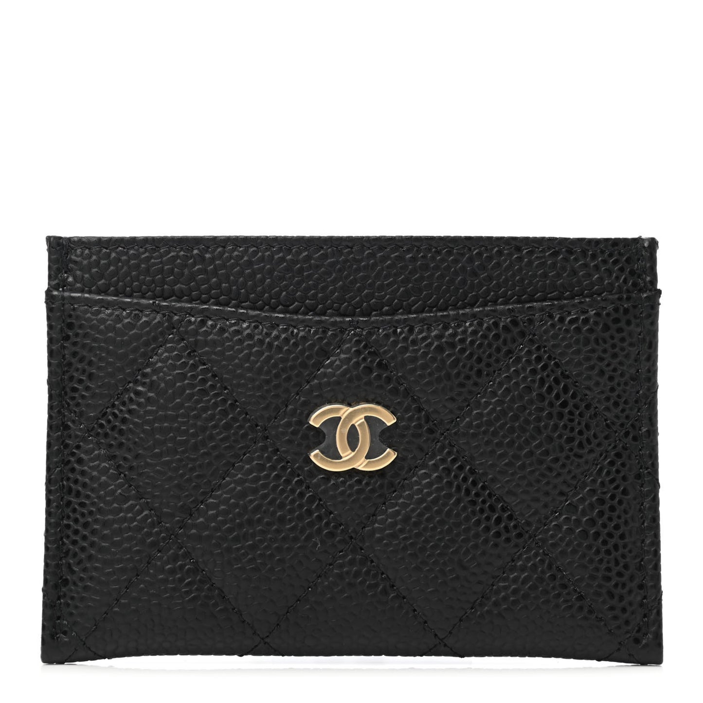 Caviar Quilted Card Holder Black