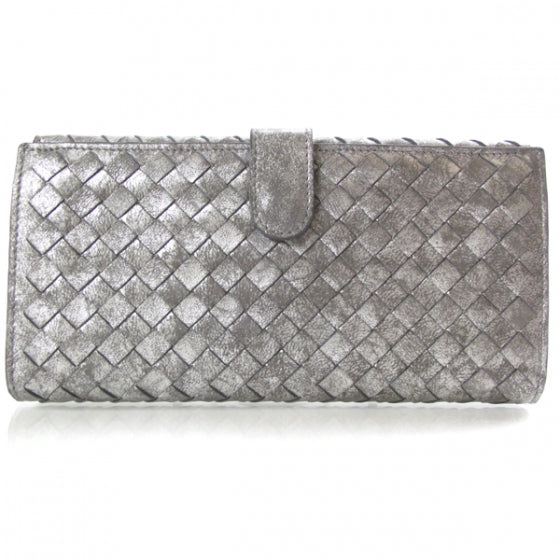 Nappa Intrecciato Continental Wallet Silver