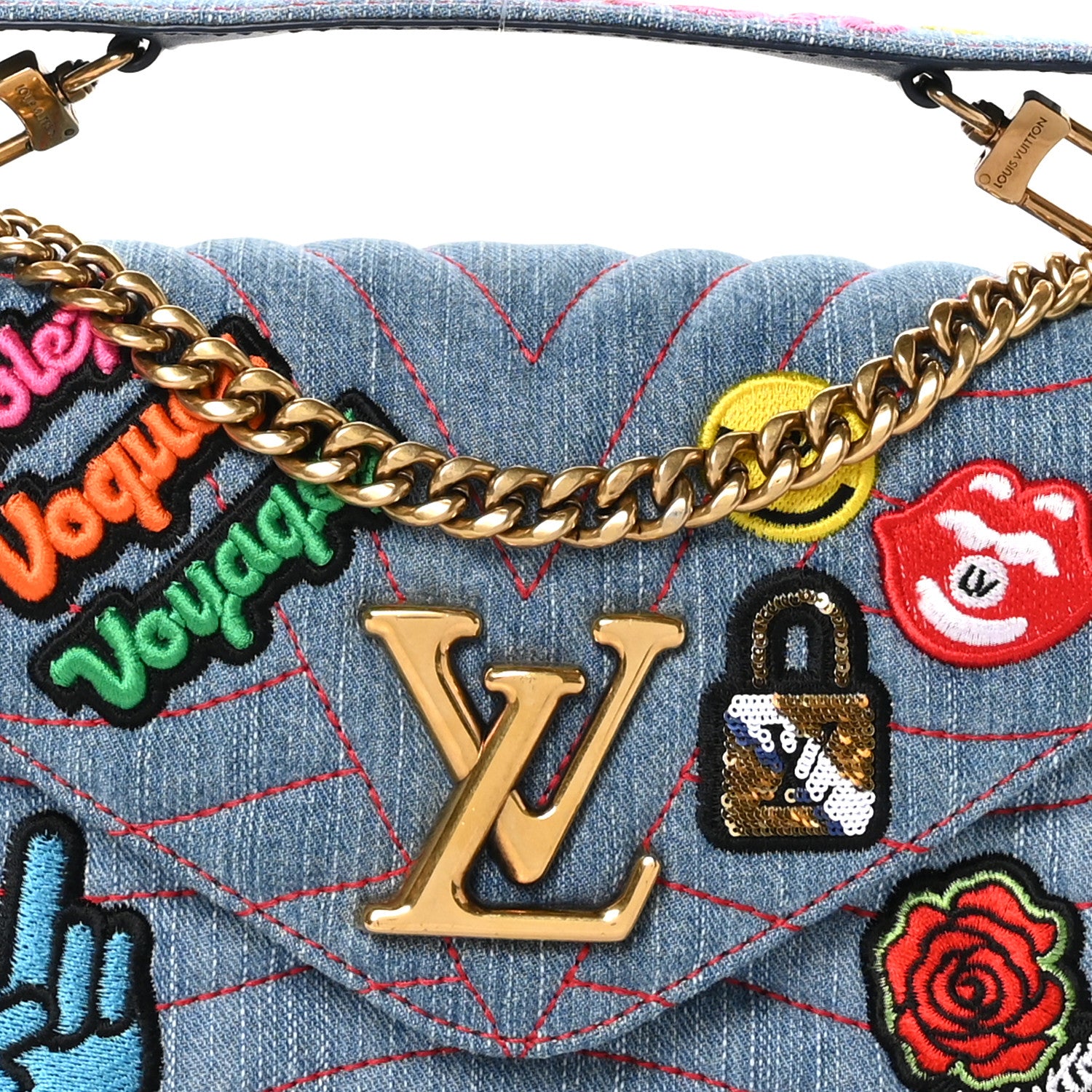 Louis Vuitton Denim New Wave Chain MM Blue 7 of 9
