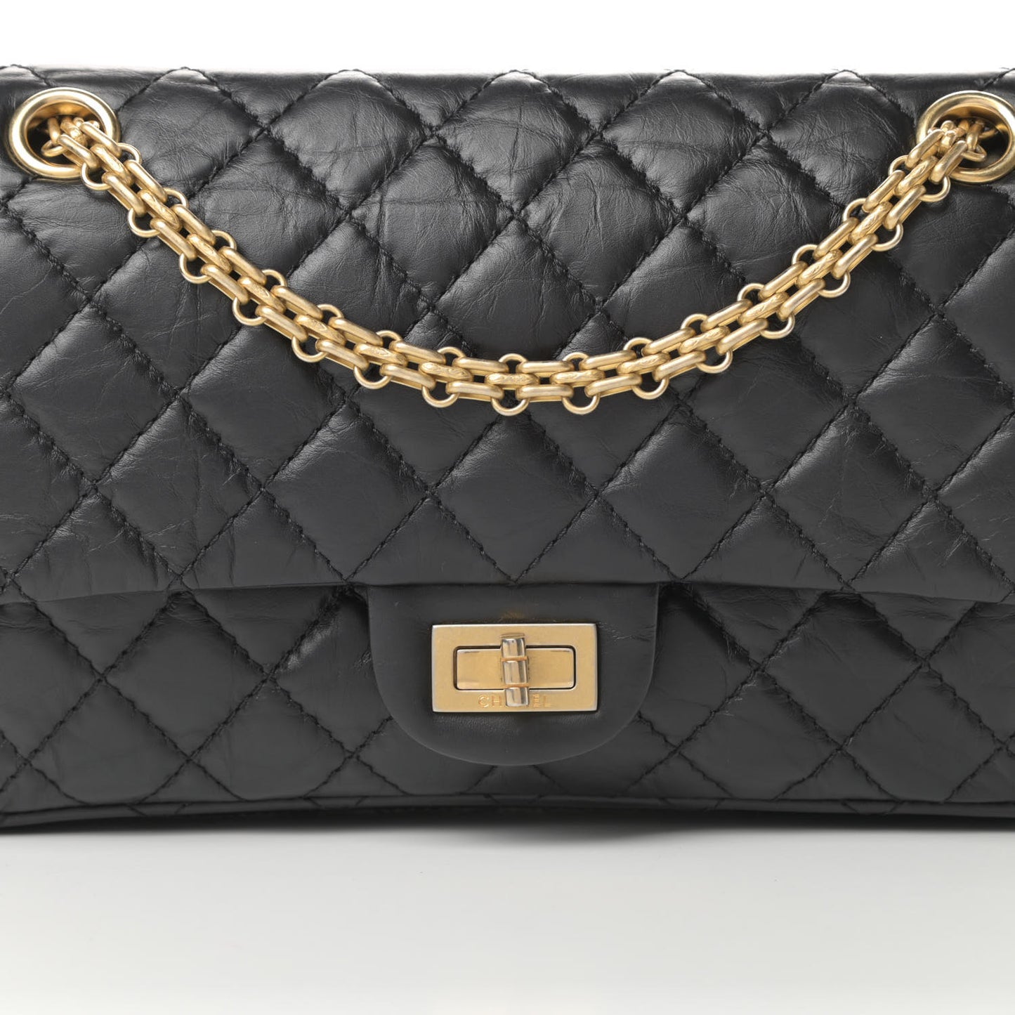 Aged Calfskin Quilted 2.55 Reissue 225 Flap Black