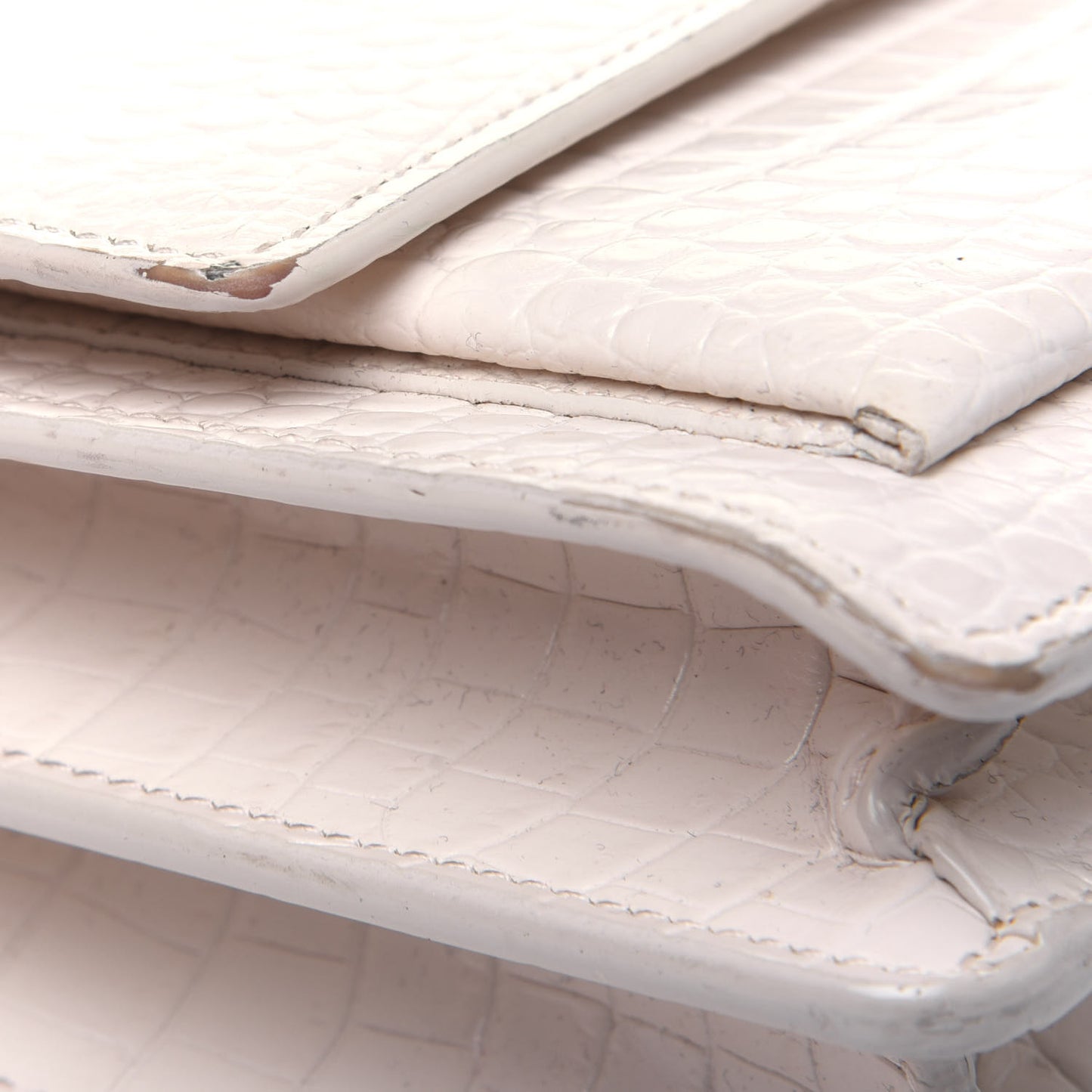 Calfskin Crocodile Embossed Medium Monogram Sunset Blanc Vintage