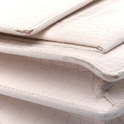 Saint Laurent Calfskin Crocodile Embossed Medium Monogram Sunset Blanc Vintage 16 of 23