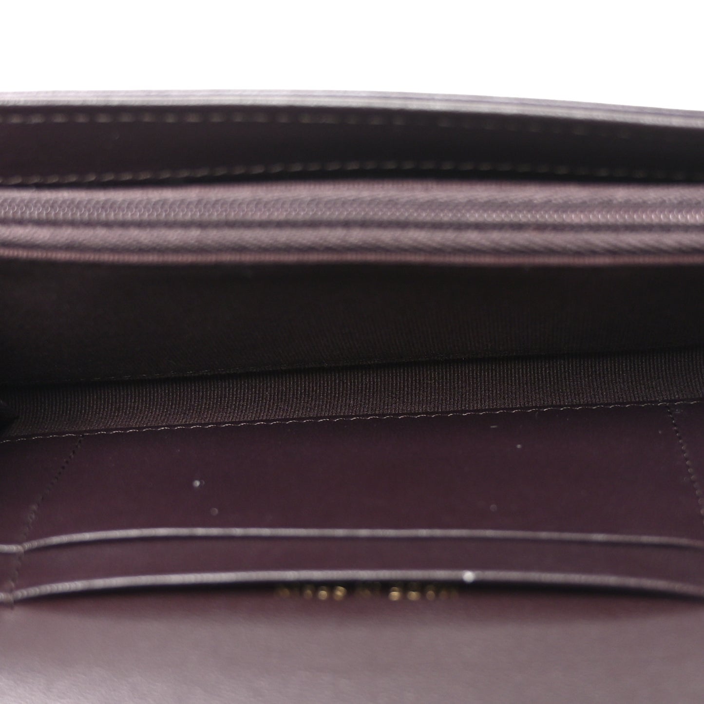 Lambskin Quilted Studded CC Large Gusset Flap Wallet Dark Purple