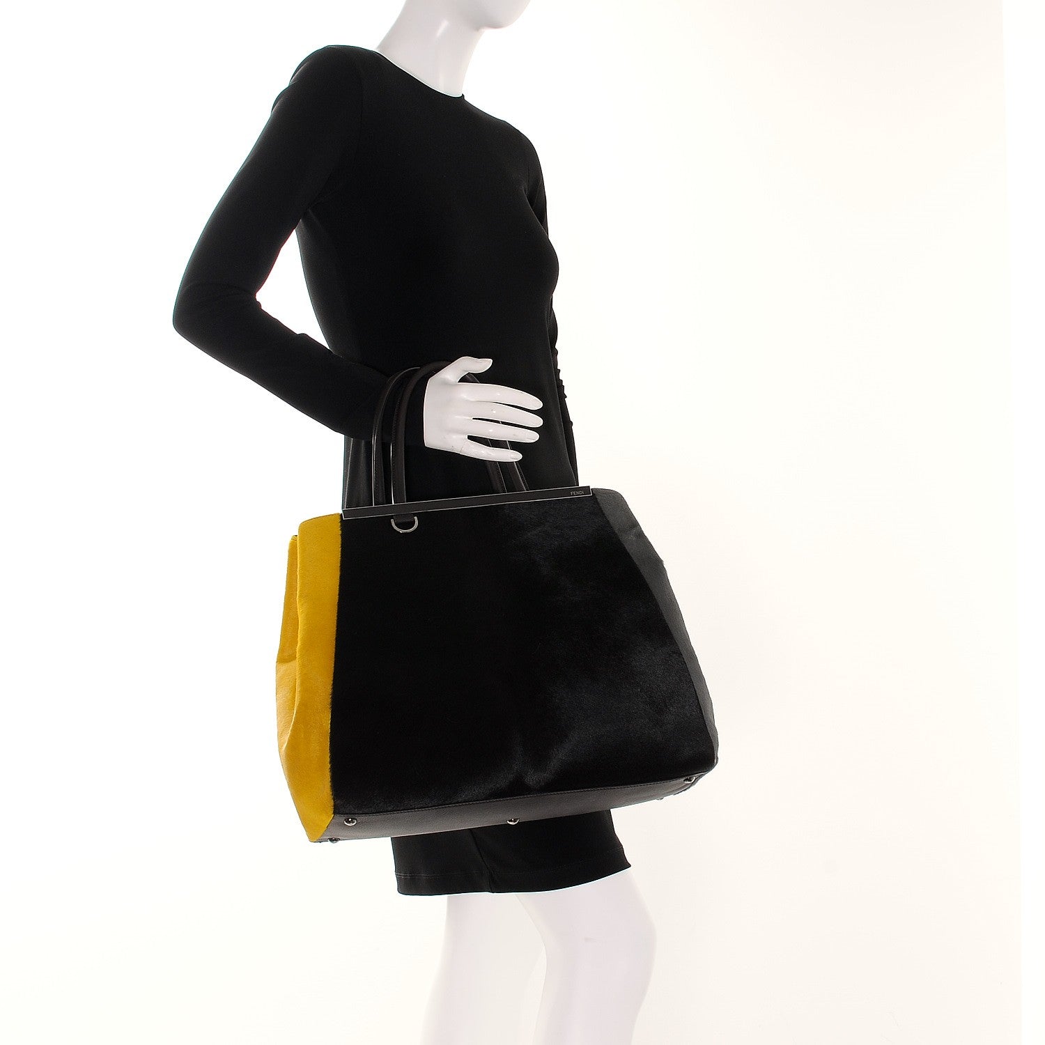 Fendi Calf Hair Large 2jours Tote Brown Giallo Acciaio 2 of 7