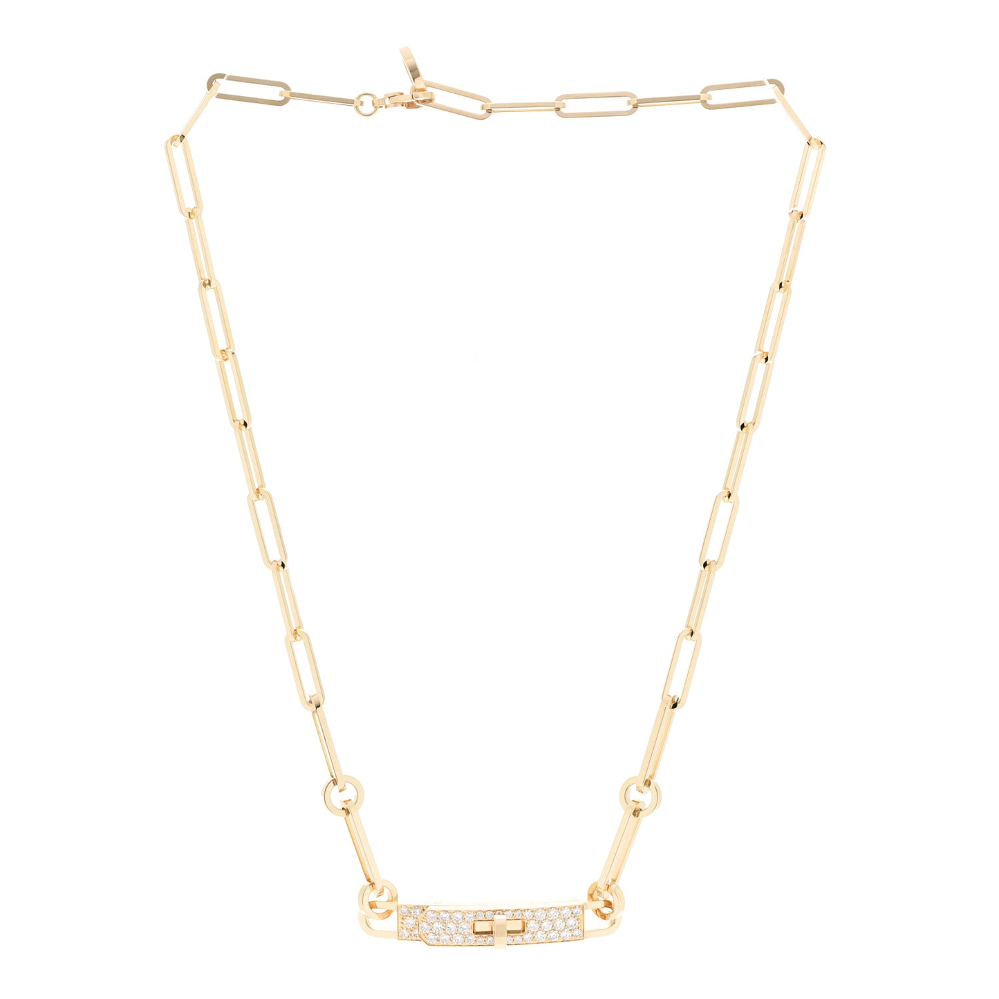 18K Yellow Gold Diamond Pave Kelly Chaine Choker Necklace