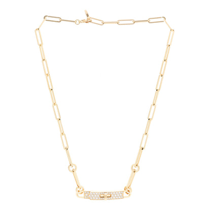 Hermes 18K Yellow Gold Diamond Pave Kelly Chaine Choker Necklace 3 of 7