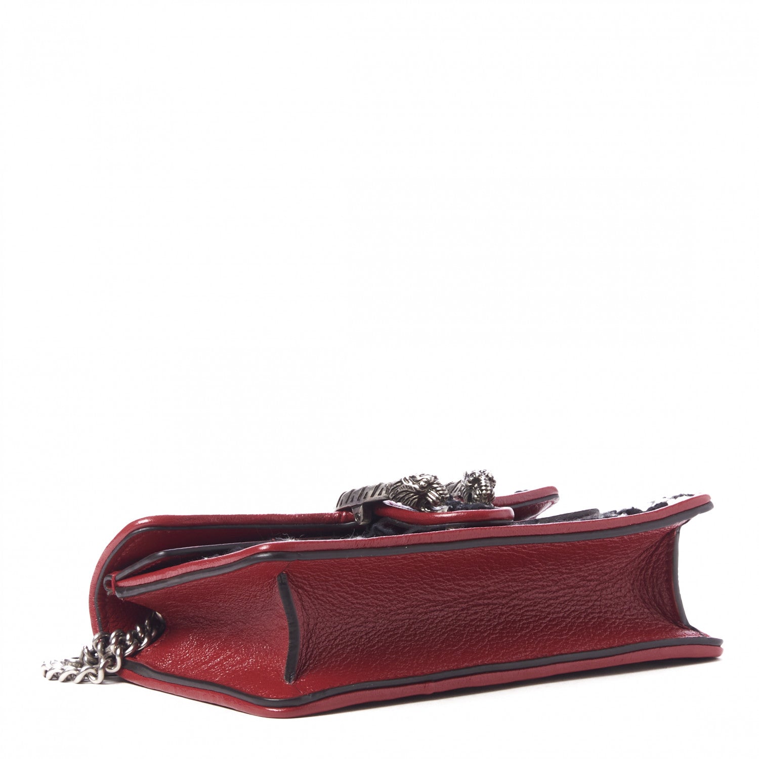 Gucci Tweed GG Monogram Super Mini Dionysus Shoulder Bag Black White Romantic Cherry 4 of 9