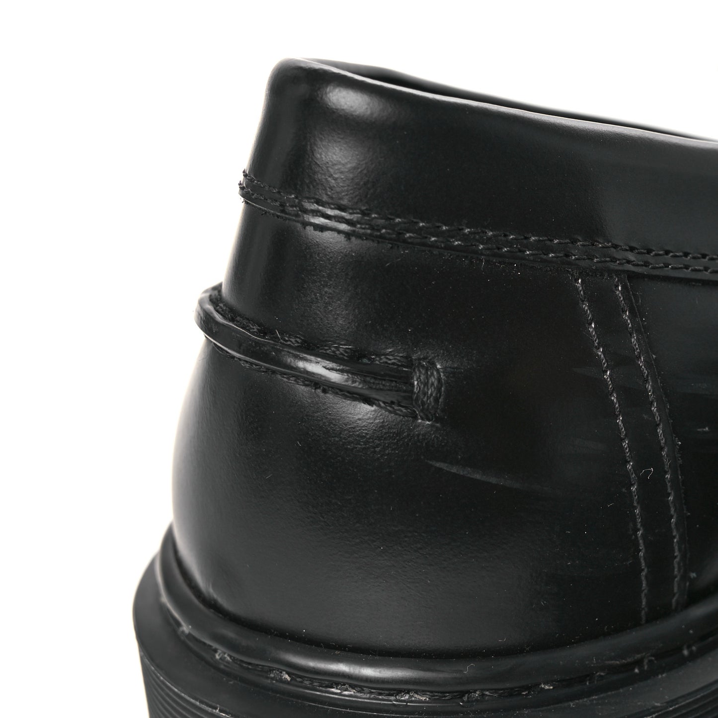 Glazed Calfskin Womens Hitch Loafers 38 Black