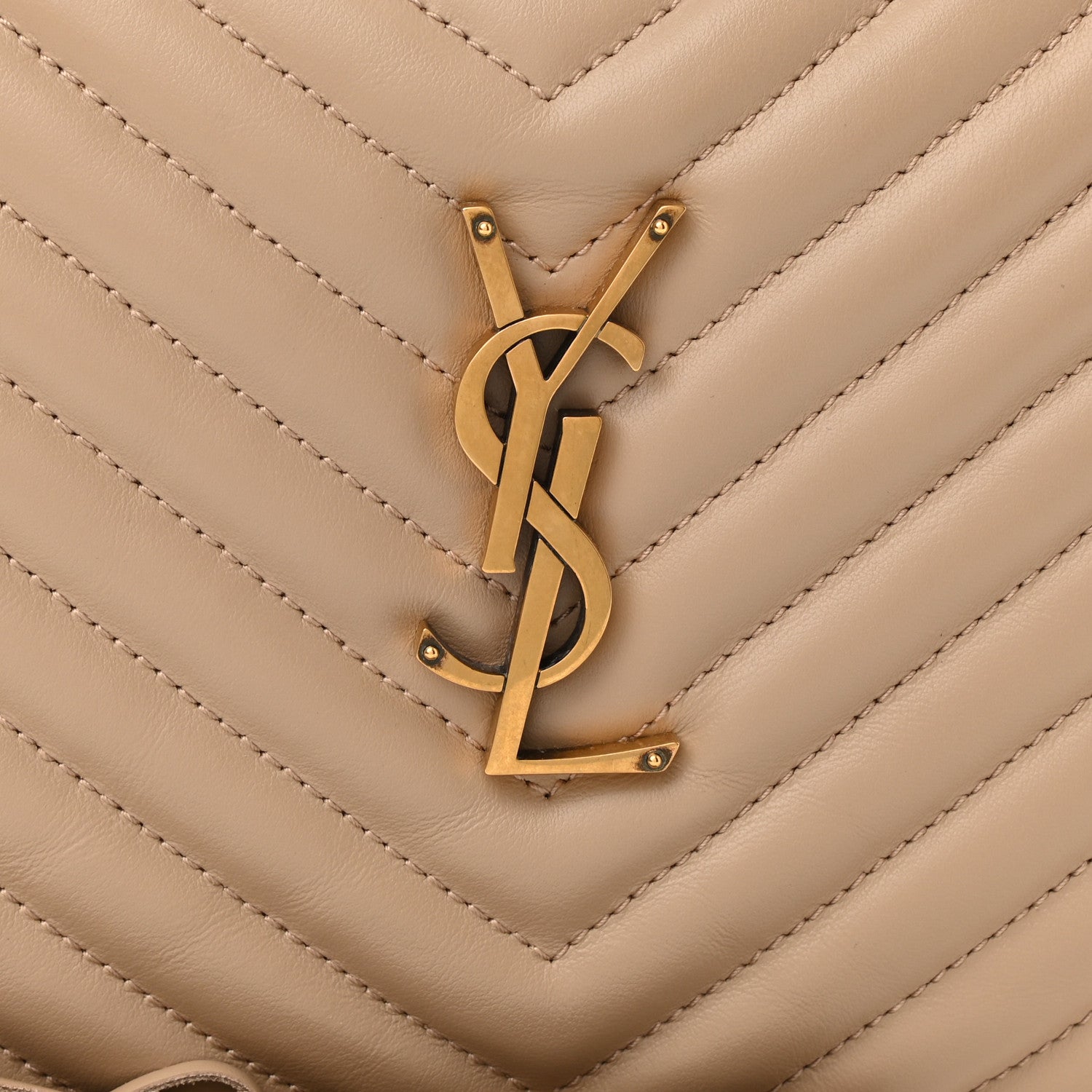 Saint Laurent Calfskin Matelasse Monogram Lou Camera Bag Dark Beige 8 of 10