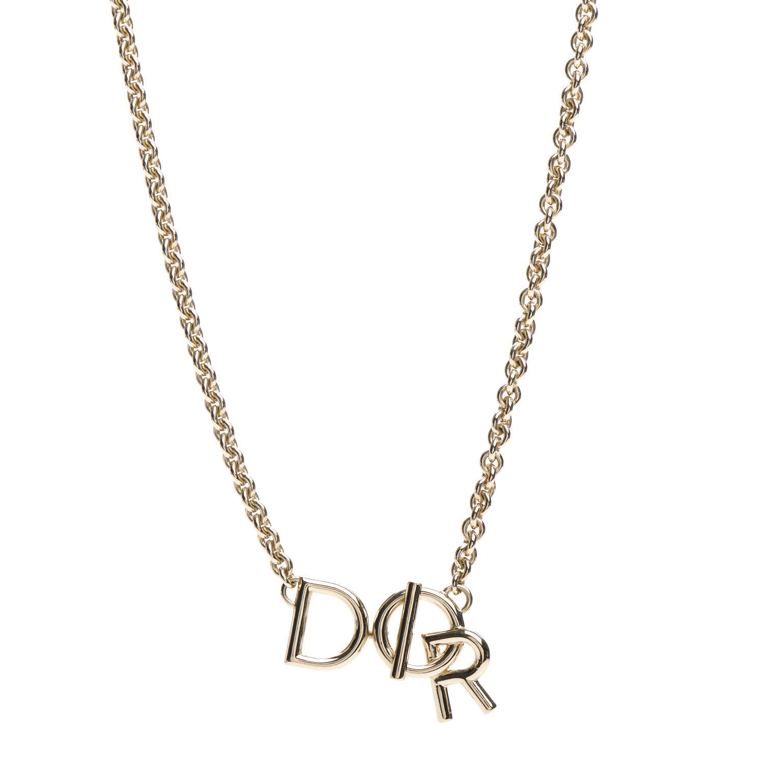 Christian Dior Metal Logo Necklace Gold 1 of 4