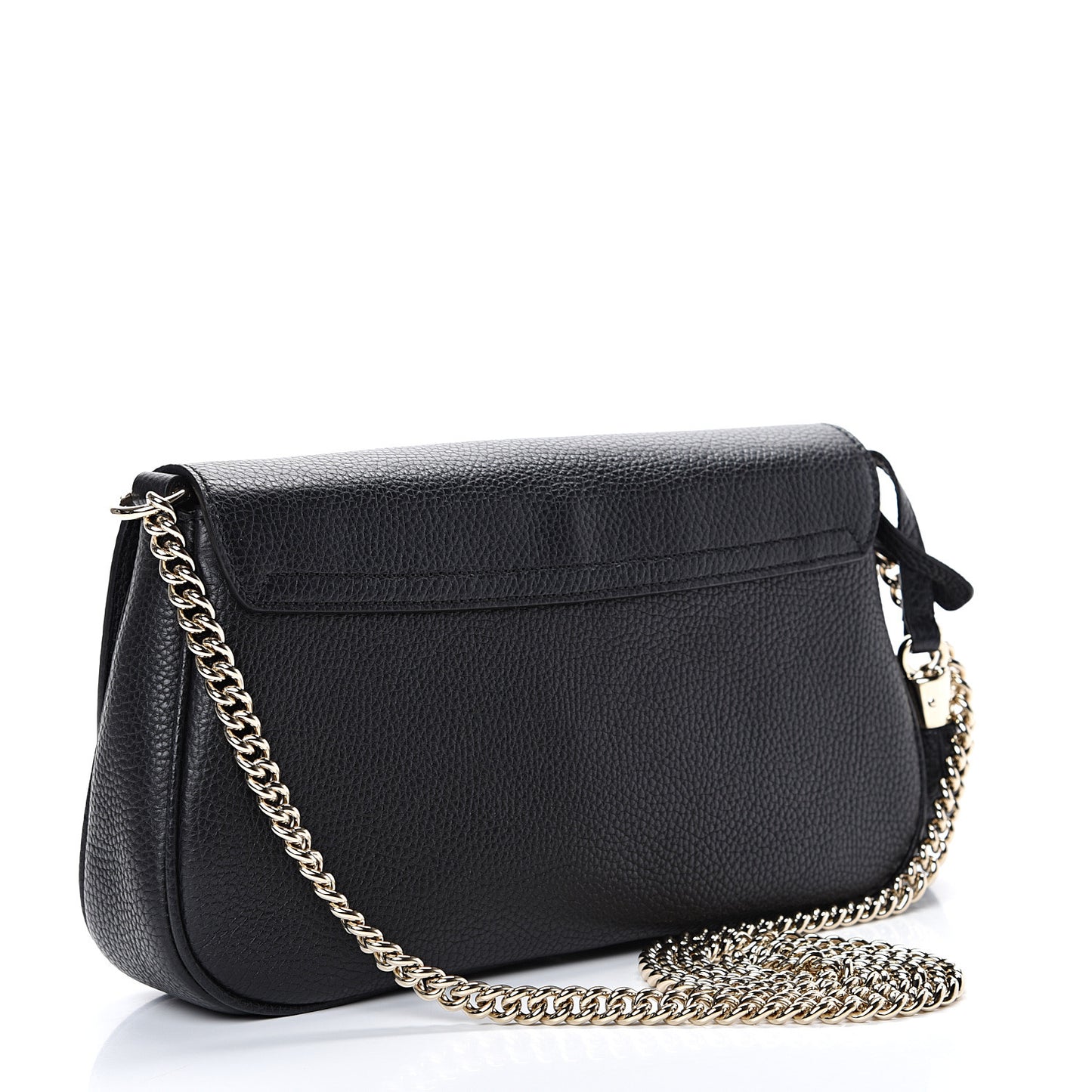Pebbled Calfskin Medium Soho Flap Crossbody Black