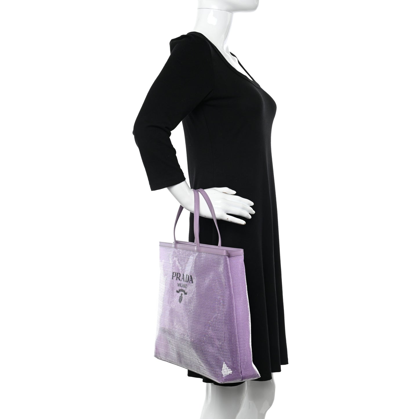 Mesh Paillettes Spazzolato Logo Shopping Tote Lilium