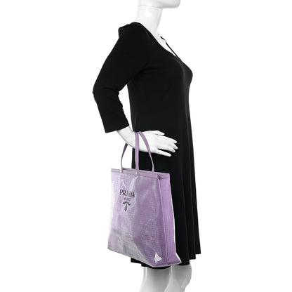 Prada Mesh Paillettes Spazzolato Logo Shopping Tote Lilium 2 of 11