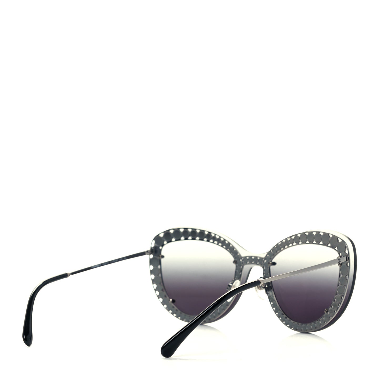 Acetate Metal Pearl Butterfly Sunglasses 4236-H Black Grey