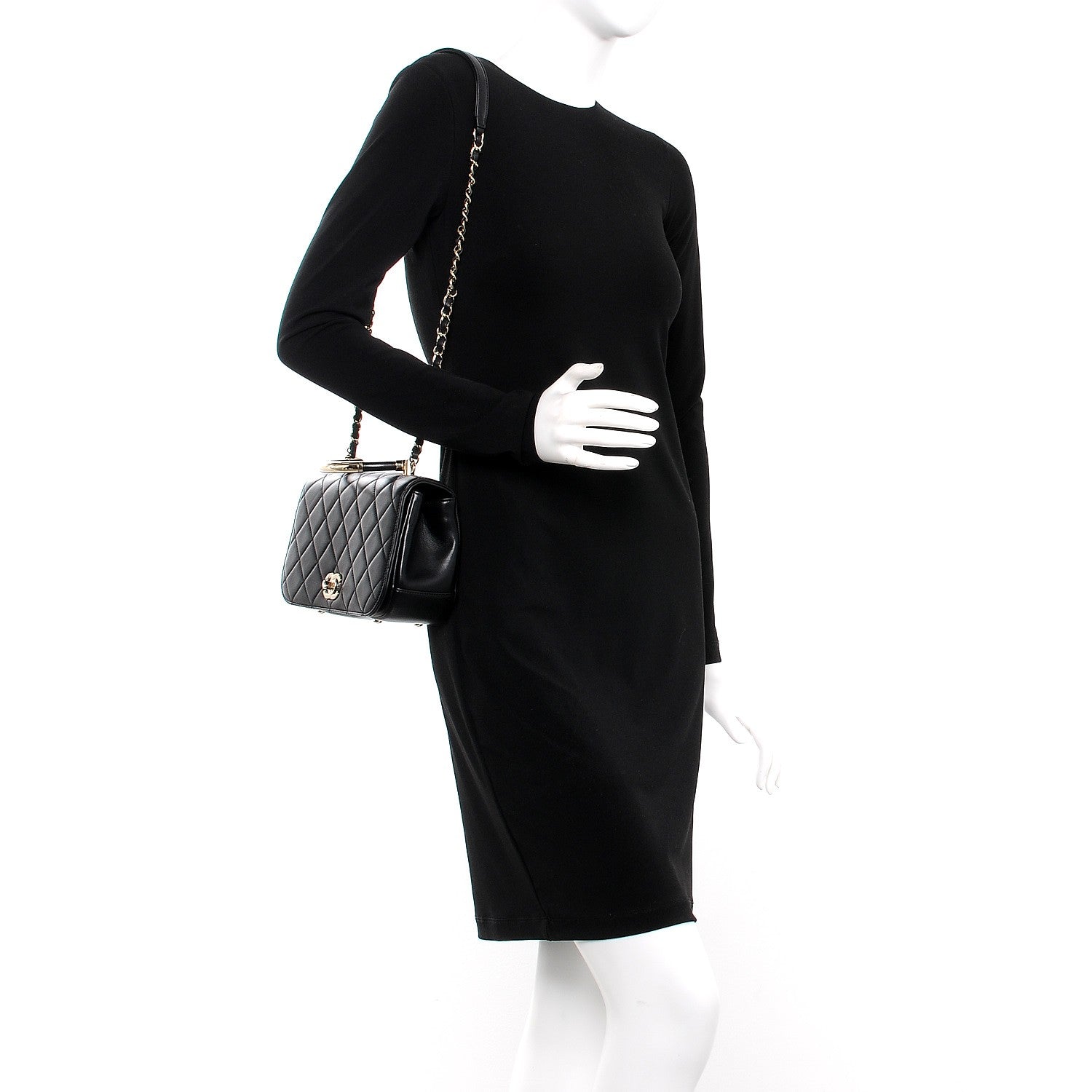 Chanel Lambskin Small Carry Chic Flap Black 2 of 9