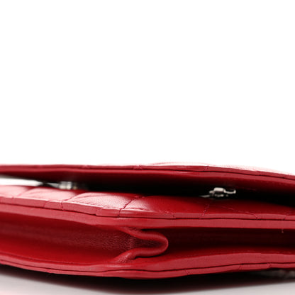 Chanel Lambskin Quilted Wallet On Chain WOC Red 10 of 12