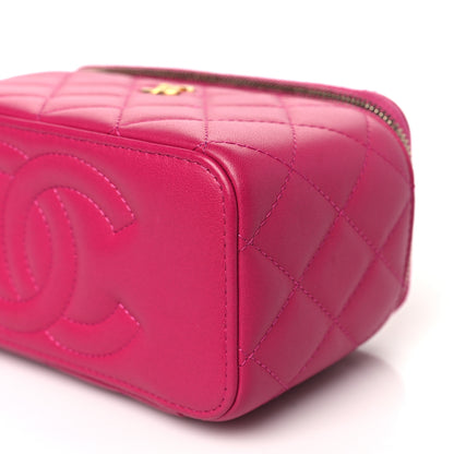 Chanel Lambskin Quilted Small Pearl Crush Vanity Case With Chain Fuchsia 10 of 10