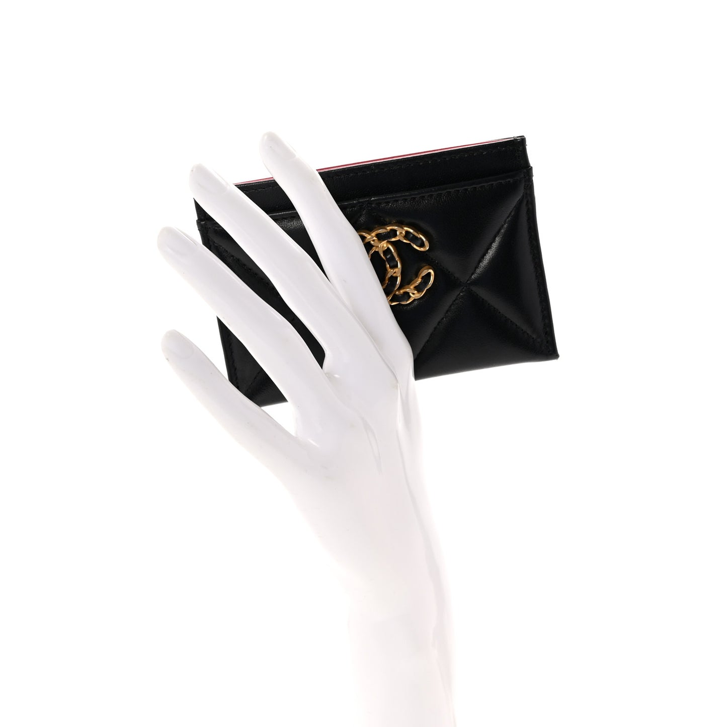 Lambskin Quilted Chanel 19 Card Holder Black