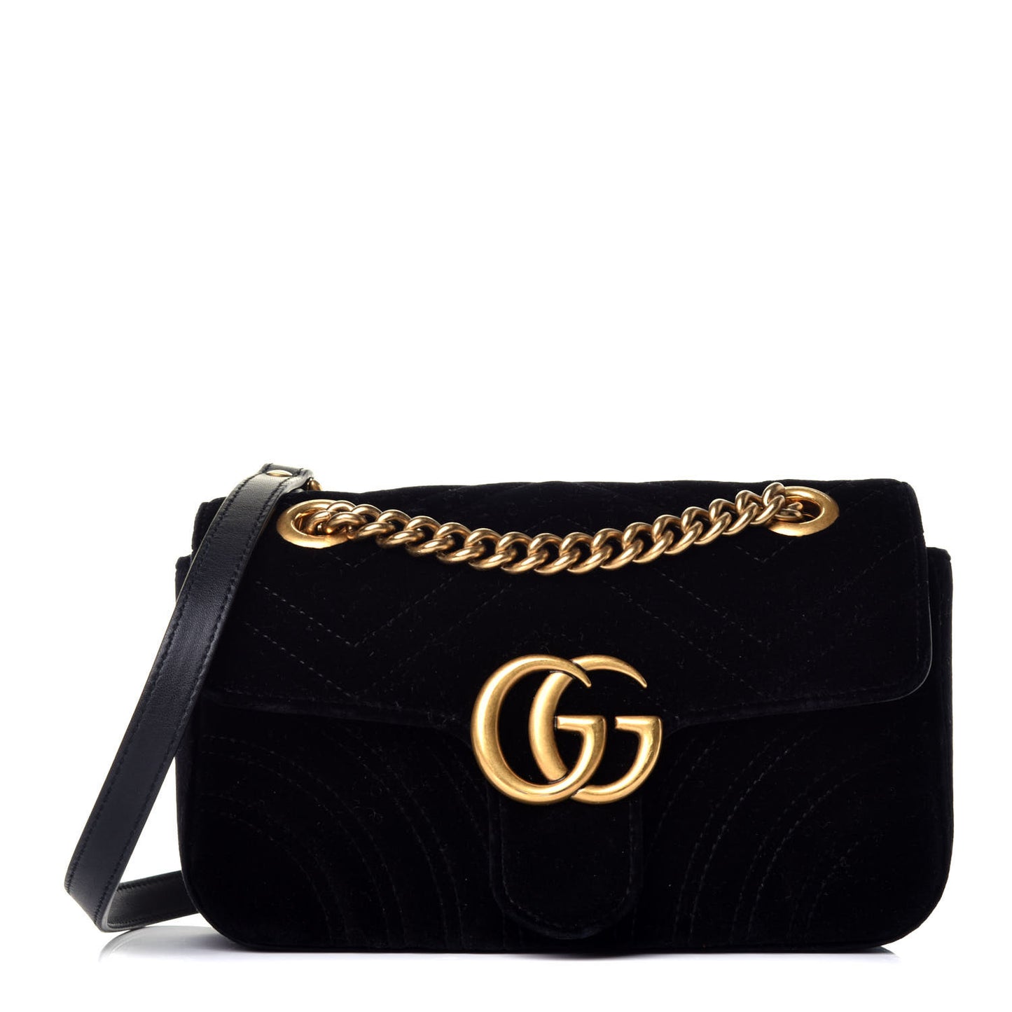 Velvet Matelasse Mini GG Marmont Shoulder Bag Black