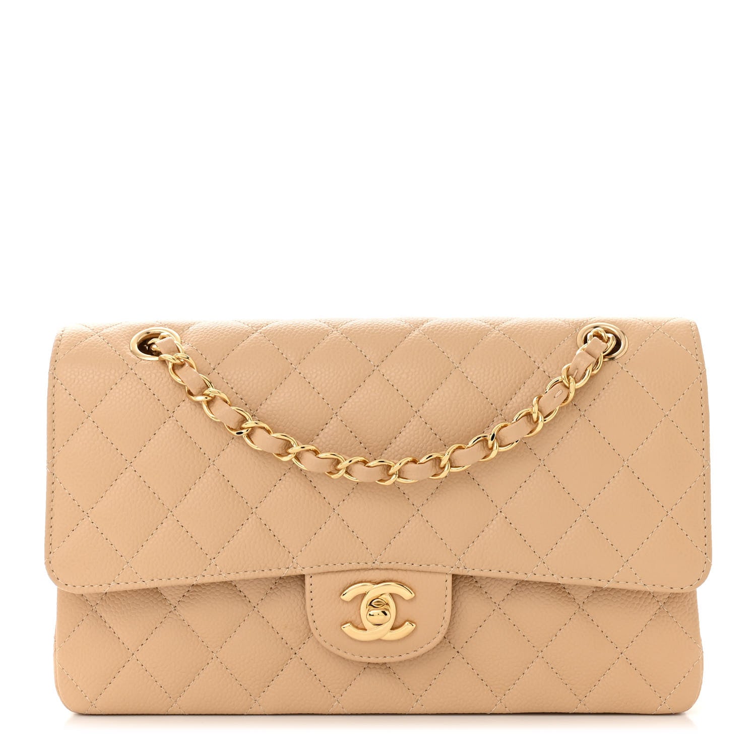 Chanel Caviar Quilted Medium Double Flap Beige 1 of 11