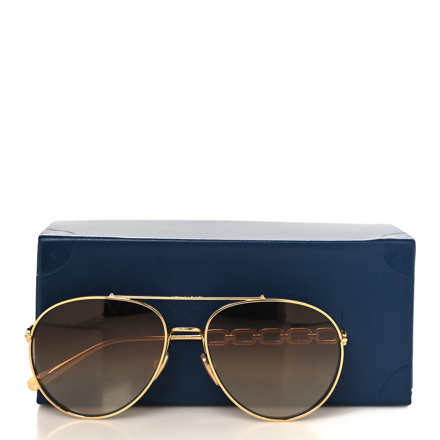 Louis Vuitton Metal My LV Chain Pilot Sunglasses Z1539W Gold