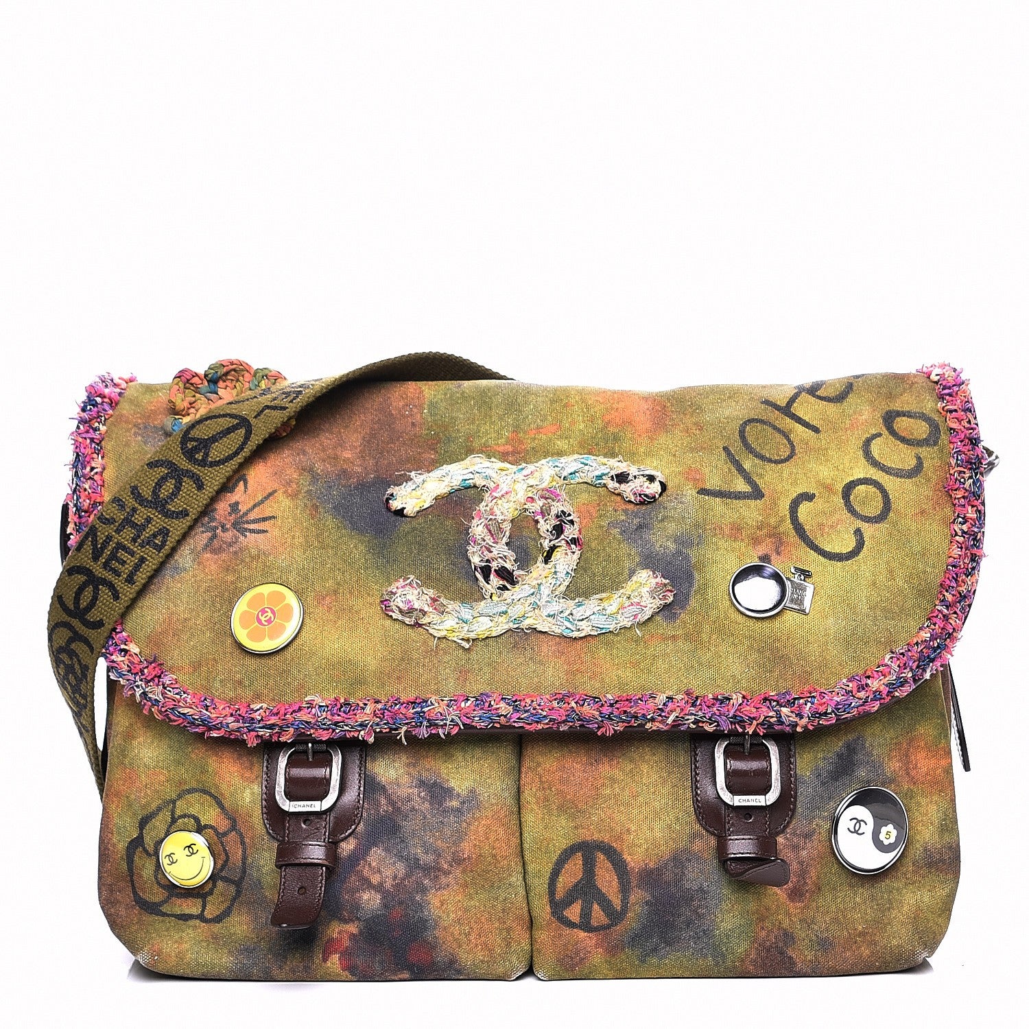 Chanel Washed Toile Large Graffiti On The Pavements Messenger Khaki Multicolor 1 of 7