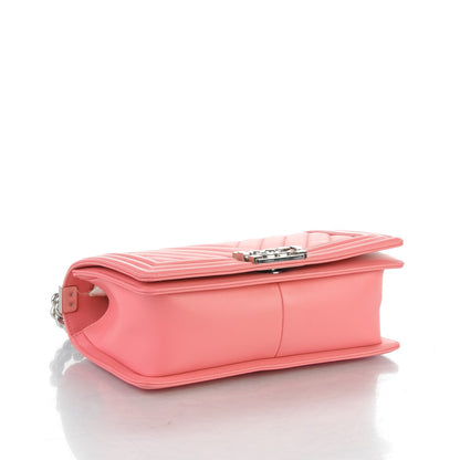 Chanel Calfskin Chevron Quilted Medium Boy Flap Pink 4 of 7