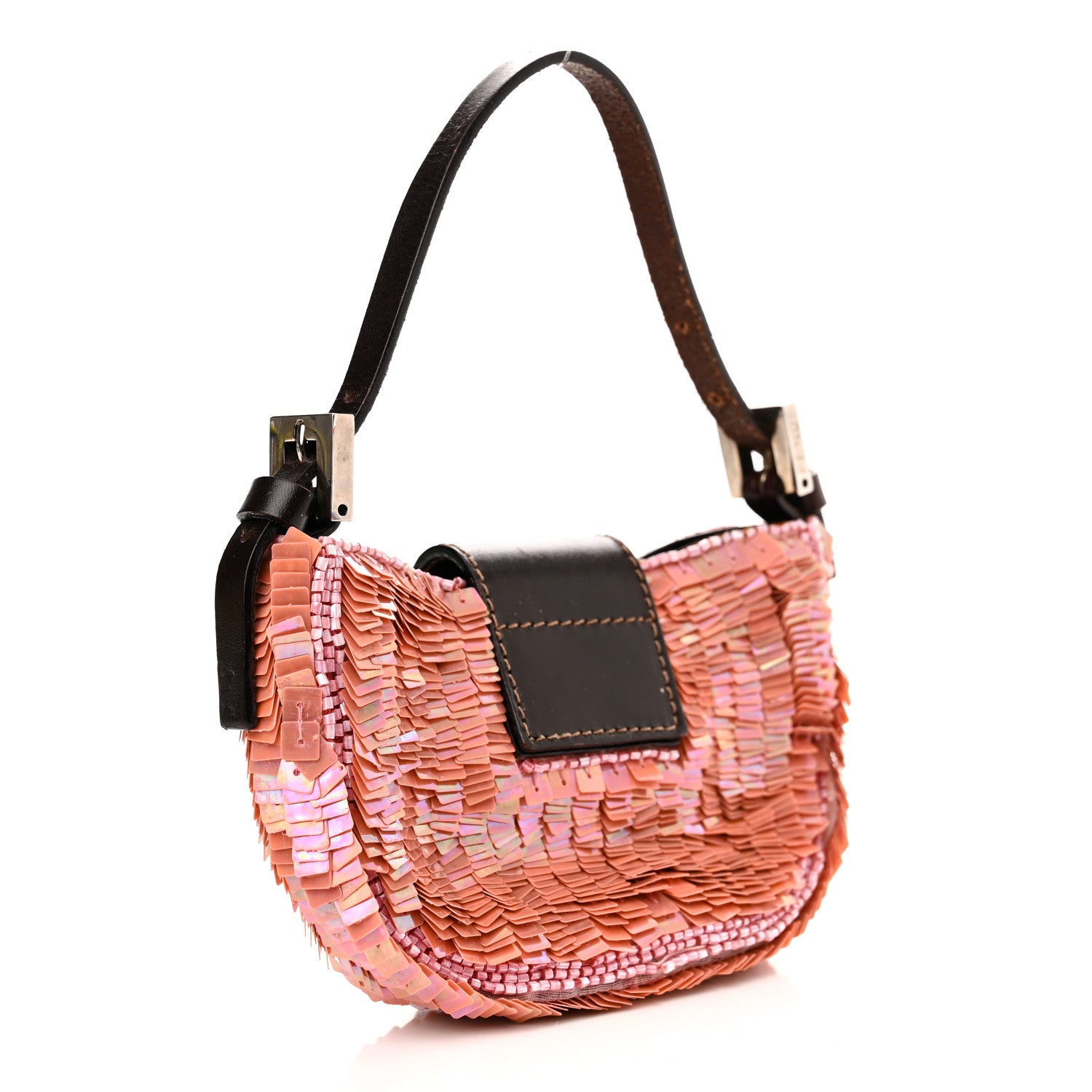 Fendi Sequin Paillettes Mini Half Moon Baguette Pink 3 of 11