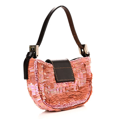 Fendi Sequin Paillettes Mini Half Moon Baguette Pink 3 of 11