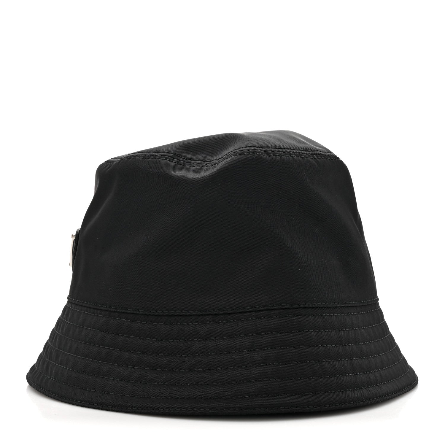 Prada Re-Nylon Metal Triangle Logo Mens Bucket Hat L Black 6 of 8