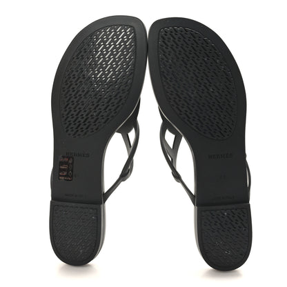 Hermes Rubber Womens Egerie Sandals 41 Black 5 of 8